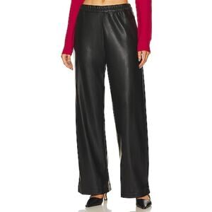 Enza Costa Black Soft Vegan Leather Pull On Straight Leg Pants 1 Small